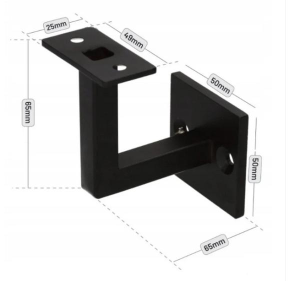 Handlaufhalter Handlaufträger Wand Treppen RAL 9005 Schwarz flach eckig Stahl mit Gelenk